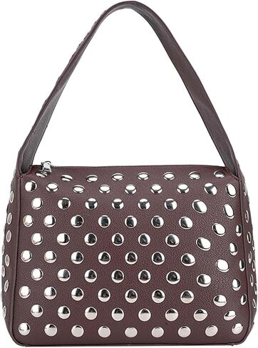 JQAliMOVV Studded Purses for Women Y2K Black Shoulder Bag Fall Punk Purse Leather Tote Bag Handbag in Saudi Arabia