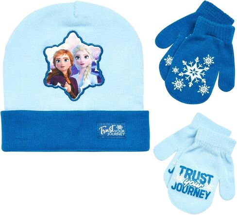 Disney Girls Frozen Hat and 2 Pair Gloves/Mittens Cold Weather Set, Frozen Mitten 2-4, Size Age 2-4 in Saudi Arabia
