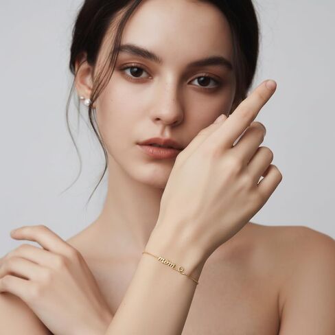 Gold Bracelets for Women 14K Gold Bracelets for Women Mom Bracelet for Womens with Simple Dainty Thoughtful Present for Moms Mama Bracelet for Womens in Saudi Arabia