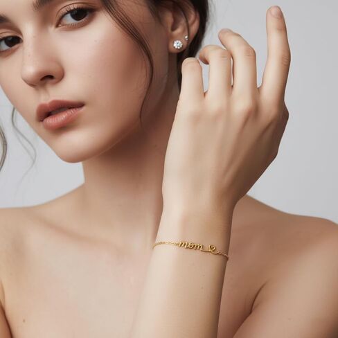 Gold Bracelets for Women 14K Gold Bracelets for Women Mom Bracelet for Womens with Simple Dainty Thoughtful Present for Moms Mama Bracelet for Womens in Saudi Arabia