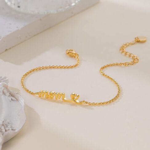 Gold Bracelets for Women 14K Gold Bracelets for Women Mom Bracelet for Womens with Simple Dainty Thoughtful Present for Moms Mama Bracelet for Womens in Saudi Arabia