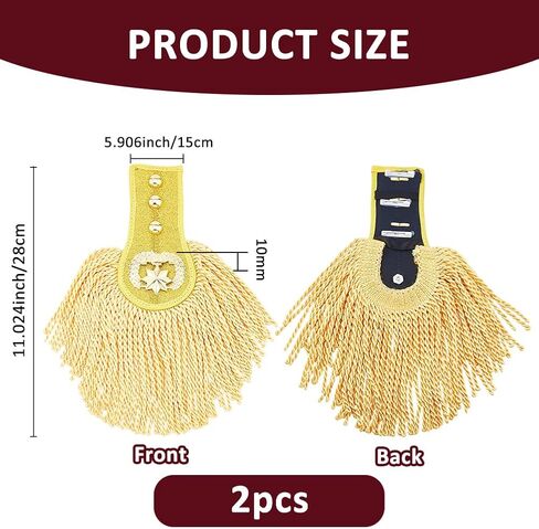 SUPERFINDINGS 2Pcs Gold Cosplay Ringmaster Shoulder Tassel Shoulder Uniform Fringe Shoulder Golden Link Chain Epaulet Shoulder Brooch Pin Epaulettes Clothes Decor for Men and Women Cosplay Carnival in Saudi Arabia
