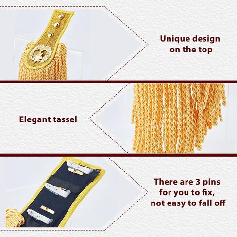 SUPERFINDINGS 2Pcs Gold Cosplay Ringmaster Shoulder Tassel Shoulder Uniform Fringe Shoulder Golden Link Chain Epaulet Shoulder Brooch Pin Epaulettes Clothes Decor for Men and Women Cosplay Carnival in Saudi Arabia