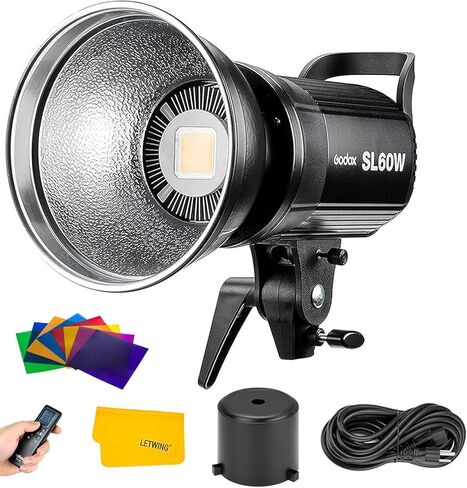 Godox SL-60W SL60W CRI95+Qa>90 5600±300K مصباح فيديو LED مثبت على بوينز، نظام تجميع 433 ميجاهرتز، ضبط السطوع لاسلكيًا، لتسجيل الفيديو في الهواء الطلق، مع عاكس، فلتر ألوان in Kuwait