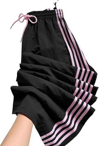 ZAFUL Women's Colorblock Straight Casual Pants Drawstring Contrast Elastic Waist Loose Pant Side Striped Lounge Trouser in Saudi Arabia