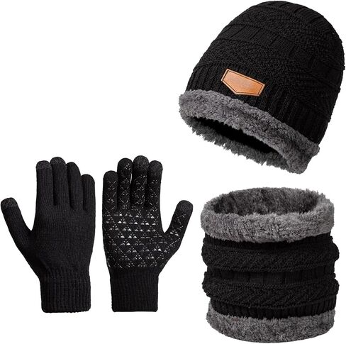 Knitted Winter Set with Touchscreen Gloves, Beanie and Scarf, Practical Cold - Weather Accessories in Saudi Arabia