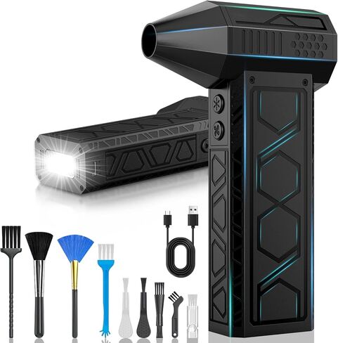 Electric Air Duster with LCD Screen & Flashlight, 180000RPM Compressed Air Duster Turbo Fan(10000mAh), High-Speed Electric Air Blower Duster with 4 Gear Wind, Jet Fan with Assist Lighting -Black in Saudi Arabia