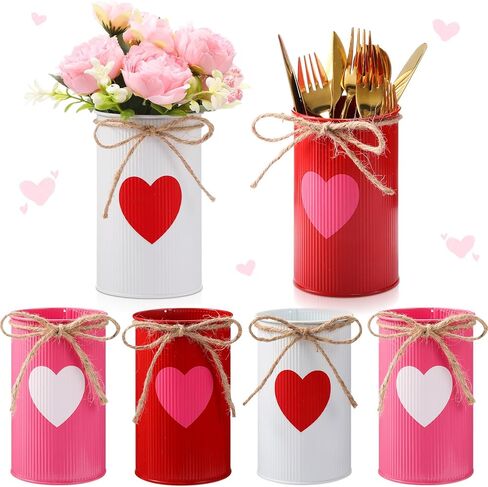 3 قطع من Domensi لطاولة عيد الحب المركزية لعلبة حليب عيد الحب مزهرية ديكور مزهريات معدنية مجلفنة للزهور حامل أواني القلب وعاء وعاء للمطبخ والمنزل وحفلات الزفاف وديكورات حفلات Galentines in Kuwait