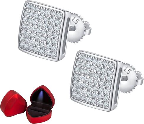 Moissanite Stud Earrings for Men – VVS Clarity Hip Hop Iced-Out Diamond Alternative, 925 Sterling Silver Screw Back Men and Women Earrings in Saudi Arabia