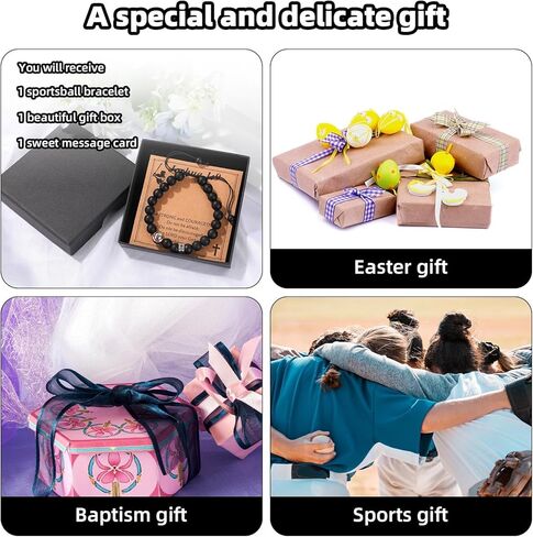 Baseball Bracelet, Black Matte Cross Beaded Bracelet Gifts Sports Themed Jewelry for Men Players Fans Friends Team Accessory in Saudi Arabia