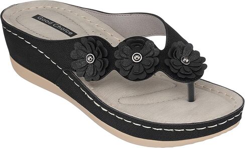 GC Shoes Women's Wedge Sandals, Low Heel Casual Summer Platform w/Arch Support, Thong Slide Comfort Wedges, Ammie in Saudi Arabia