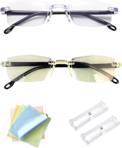 2 قطعة من نظارات القراءة، حجب الضوء الأزرق الشفاف طويل النظر، مضاد للأزرق البعيد والقريب، تكبير تلقائي، قارئ طول النظر الشيخوخي، مانع التعديل الذكي، زجاج قارئ متعدد التركيز in Kuwait