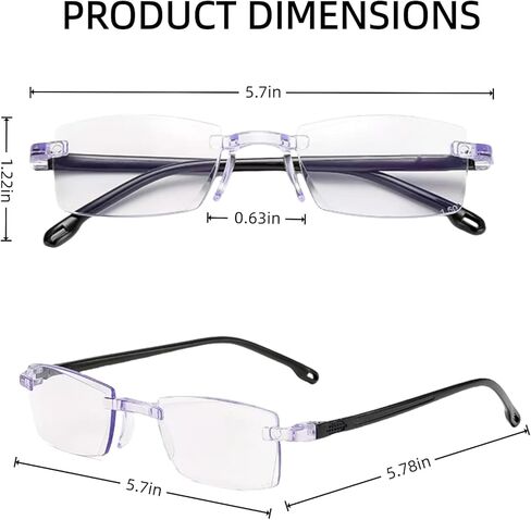 2 قطعة من نظارات القراءة، حجب الضوء الأزرق الشفاف طويل النظر، مضاد للأزرق البعيد والقريب، تكبير تلقائي، قارئ طول النظر الشيخوخي، مانع التعديل الذكي، زجاج قارئ متعدد التركيز in Kuwait
