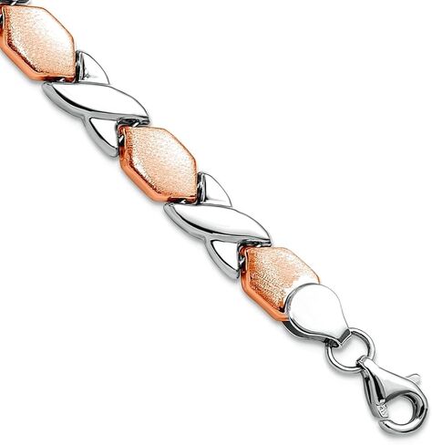 JewelryWeb 7mm 10k Rose and White Gold X O Fancy Bracelet 7.25 Inch Link-Bracelet for Women in Saudi Arabia