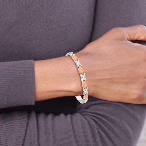 JewelryWeb 7mm 10k Rose and White Gold X O Fancy Bracelet 7.25 Inch Link-Bracelet for Women in Saudi Arabia