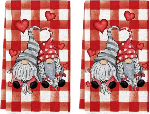 وضع Artoid Mode Buffalo Plaid Gnomes Love Valentine's Day Batch Faceels Facels ، 18 × 26 بوصة من مناشف زفاف الزفاف. in Kuwait