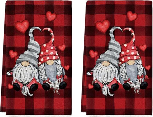 وضع Artoid Mode Buffalo Plaid Gnomes Love Valentine's Day Batch Faceels Facels ، 18 × 26 بوصة من مناشف زفاف الزفاف. in Kuwait