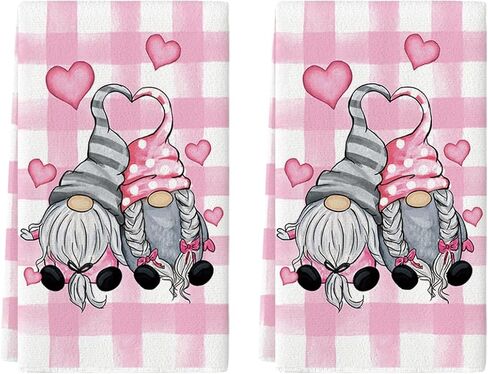 وضع Artoid Mode Buffalo Plaid Gnomes Love Valentine's Day Batch Faceels Facels ، 18 × 26 بوصة من مناشف زفاف الزفاف. in Kuwait