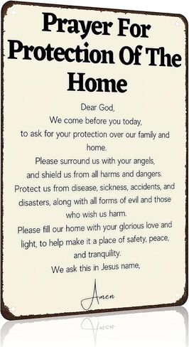 Funnysign Christian Gifts Prayer for Protection of The Home Religious Tin sign for Home Church Prayer Room Office Chapel Decor 8x12 Inch(3987) in Kuwait