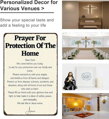 Funnysign Christian Gifts Prayer for Protection of The Home Religious Tin sign for Home Church Prayer Room Office Chapel Decor 8x12 Inch(3987) in Kuwait