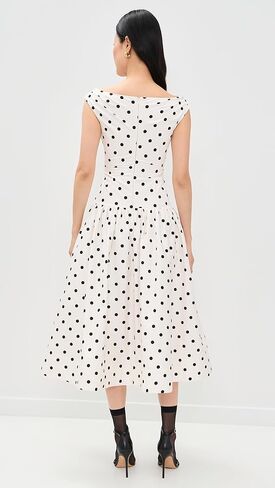 Self Portrait Women's Cream Polka Dot Cotton Midi Dress in Saudi Arabia