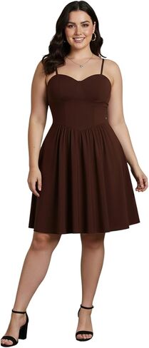 Women's Plus Size Sweetheart Neckline Dress Elegant Spaghetti Strap A Line Flowy Cocktail Party Dresses in Saudi Arabia