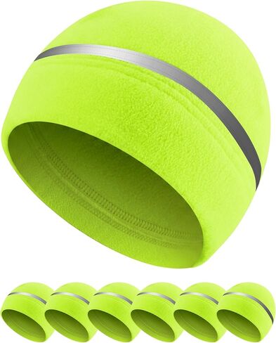 Geyoga 6 Pack High Visibility Reflective Beanie Hat with Reflective Stripe Safety Beanies Hat for Outdoor Work Sports & More(Fluorescent Green) in Saudi Arabia