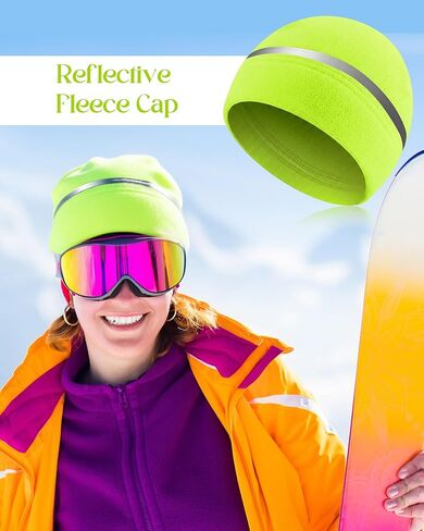 Geyoga 6 Pack High Visibility Reflective Beanie Hat with Reflective Stripe Safety Beanies Hat for Outdoor Work Sports & More(Fluorescent Green) in Saudi Arabia