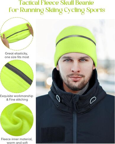 Geyoga 6 Pack High Visibility Reflective Beanie Hat with Reflective Stripe Safety Beanies Hat for Outdoor Work Sports & More(Fluorescent Green) in Saudi Arabia