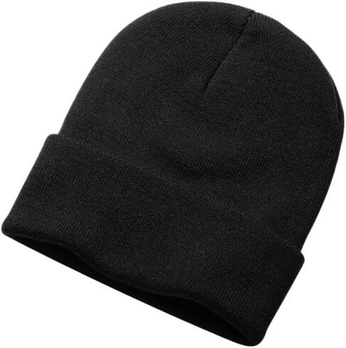 Beanie for Men Women Acrylic Knit Cuffed Warm Hat One Size Fits Most Black in Saudi Arabia