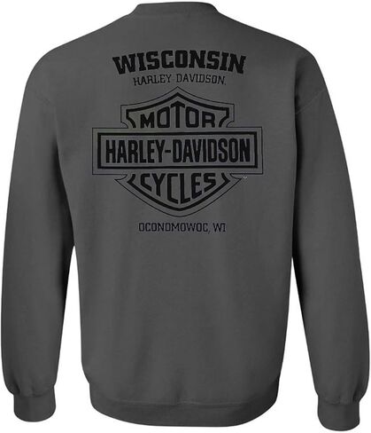 Harley-Davidson Men's Premium Crew-Neck Pullover Fleece Sweatshirt, Charcoal in Saudi Arabia