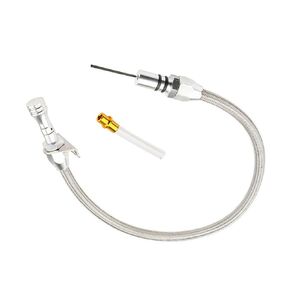 Firewall Mount Flexible Braided Transmission Dipstick Stainless Steel Tube Compatible for GM 4l80e 4l60e Chevy SBC BBC Th350 Th400 Turbo 700R4