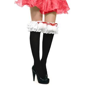 Benefeet Sox Womens Lace Ruffle Knee High Socks Girls Kawaii Lace Top Lolita Stockings Black White Cute Knee High Socks