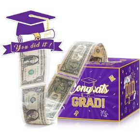 Sawowkuya 2024 Graduation Gift Money Cash Pull Box for Class of 2024 Graduation Party Supplies (Green Gold)