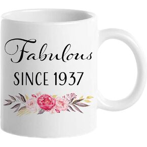 87th Birthday Gifts for Women, Funny 87 Year Old Gift Coffee Mug, 1937 87th Birthday Mugs for Her, Mom, Aunt, Wife, Friend, Grandma, Sister, Colleague, 11 oz Tea Cup Fabulous Since 1937