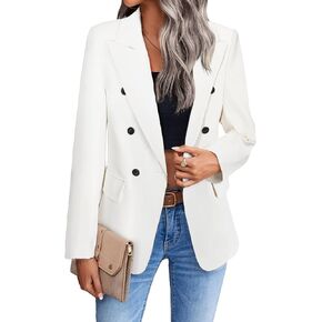 Mina Self Women's 2024 Spring Casual Blazer Jackets Long Sleeve Lapel Pocket Loose Fit Work Casual Blazers Outerwear