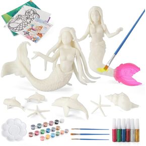 BESTYMXY Mermaid Toys Painting Kit, Mermaid Paint Kit, Kids Art Set, DIY Mermaid Paint Arts & Crafts Set, Mermaid Toys for Girls