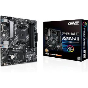 ASUS Prime A520M-A II/CSM AMD AM4 (الجيل الثالث Ryzen) اللوحة الأم التجارية microATX (ذاكرة ECC، دعم M.2، إيثرنت 1 جيجا بايت، DP/HDMI 2.1/D-Sub، 4K@60HZ، USB3.2 Gen1Type-A، ARGBheader مع AURAsync) in Kuwait