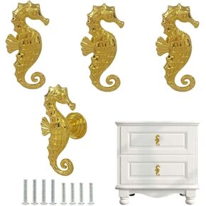 Sutfmwe Drawer Knobs Pull - Unique Seahorse Cabinet Knob Handles for Coastal Nautical Beach Theme Decorative Furniture Door Knob for Dresser Closet Kitchen Decor 4PCS (Antique Silver) in Kuwait