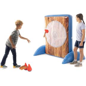 Hearthsong Giant Double-Sided Inflatable Axe-Throwing and Ball-Toss Target Game, 58.5" L x 41" W x 58.5" H, Ages 3 and Up in Kuwait