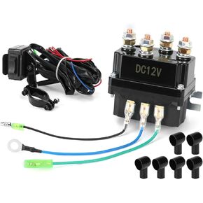 QWORK Universal 12V الملف اللولبي التتابع ونش الروك الإبهام التبديل كومبو لروافع ATV UTV 2000-5000 رطل مع هيكل فولاذي قوي، لمسة نهائية سوداء مطلية بالمسحوق، سهلة التركيب in Kuwait