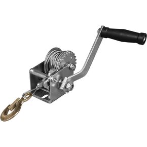 JACK BOSS Hand Winch, 1200 lbs Pulling Capacity, Boat Trailer Winch Heavy Duty Rope Crank with 26.3 FT Polyester Strap, Manual Operated Hand Crank Winch for Trailer, Boat or ATV Towing