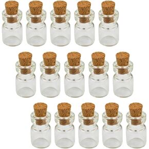 Marrywindix 50 Pcs 1ml-extra Mini Tiny Clear Glass Jars Bottles with Cork Stoppers, Glass Bottles for DIY, Arts & Crafts, Projects, Decoration, Party Favors