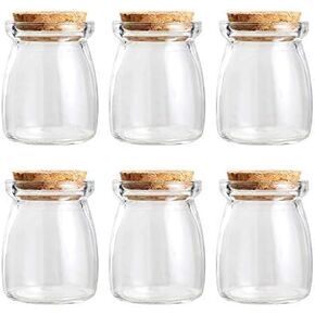 Magic Season Decorative Glass Bottles with Cork Stopper (3.3 oz. Pudding Bottles / 6 Pcs)