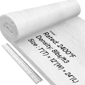 TITGGI Kaowool Fireproof Ceramic Fiber Insulation Blanket (2400F 1"x 12"x 24"), High Temperature Ceramic Fiber Blanket for Stoves, Kilns, Dishwasher & Oven Insulation in Kuwait