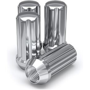 White Knight 3809L-4 Chrome M14 x 1.50 Duplex Spline Lug Nut with Key, 4 Pack