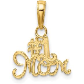 Solid 14k Yellow Gold Number One # 1 Mom Charm Pendant 15mm