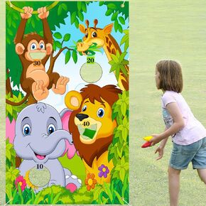 iPartycool Safari Animal Games, Animal Bean Bag Toss Game for Kids, Jungle Party Decorations,Fun Birthday Party Games Animal Toss Across Game for Kids Games Safari Birthday Decorations Party Supplies