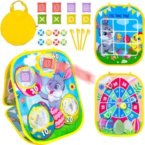 Outdoor Toys for Toddlers Games Toys for Ages 2-5, 3 in 1Cornhole Bean Bag Toss Games Tic Tac Toe Dart Board Outdoor Games Toddler Toys Indoor Family Party Game Toy Gift for Girls Boys Birthday