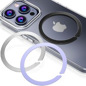 Magnetic Adapter Ring for MagSafe,Mag-Safe Sticker for Phone Case,Metallic,Adhesive, Compatible with Wireless Charging for iPhone Android,3 Pack(Black+Blue+Purple)